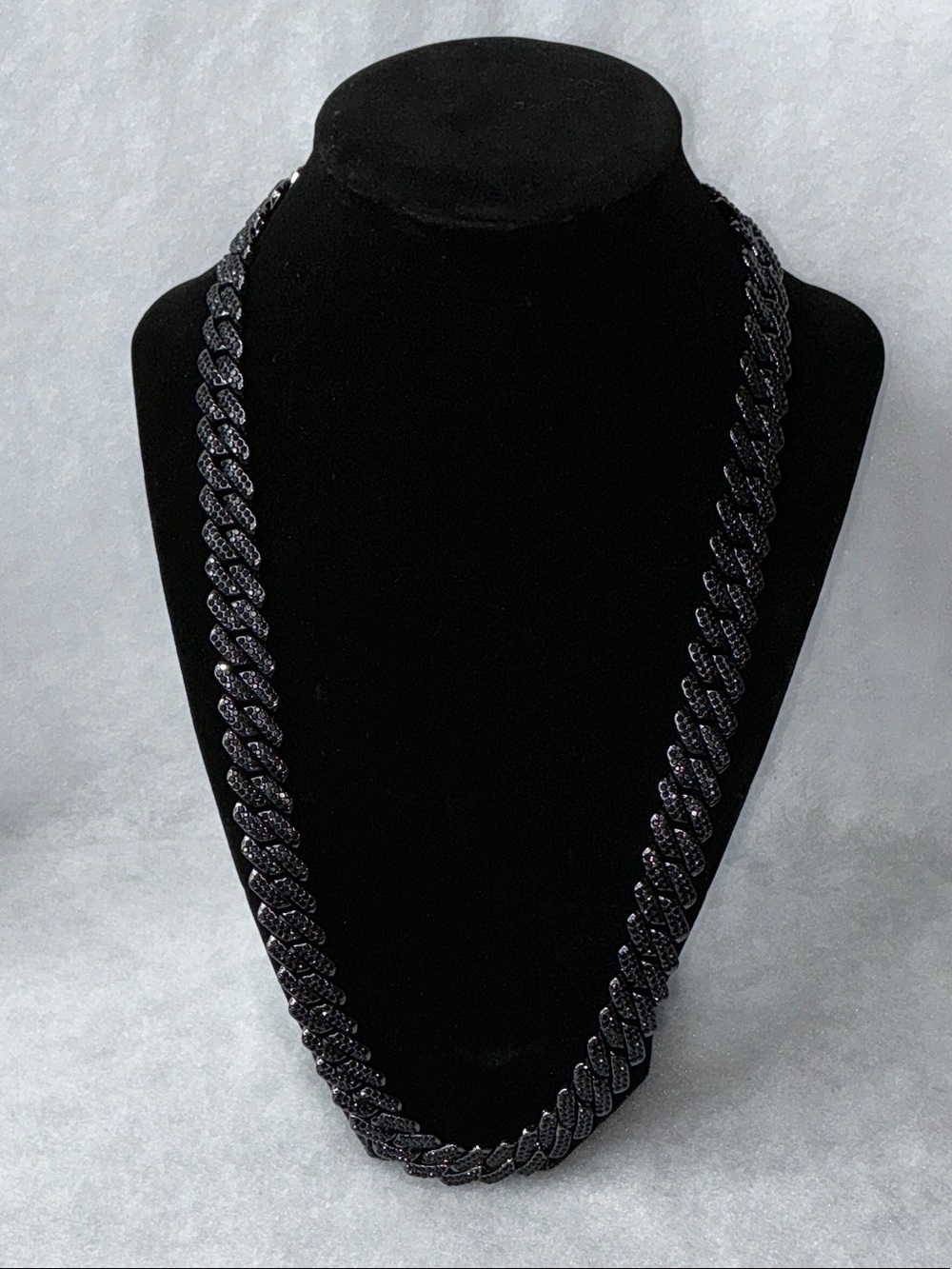 Men's Black Pavé Cuban Link Necklace 24”- Stainless Steel CZ